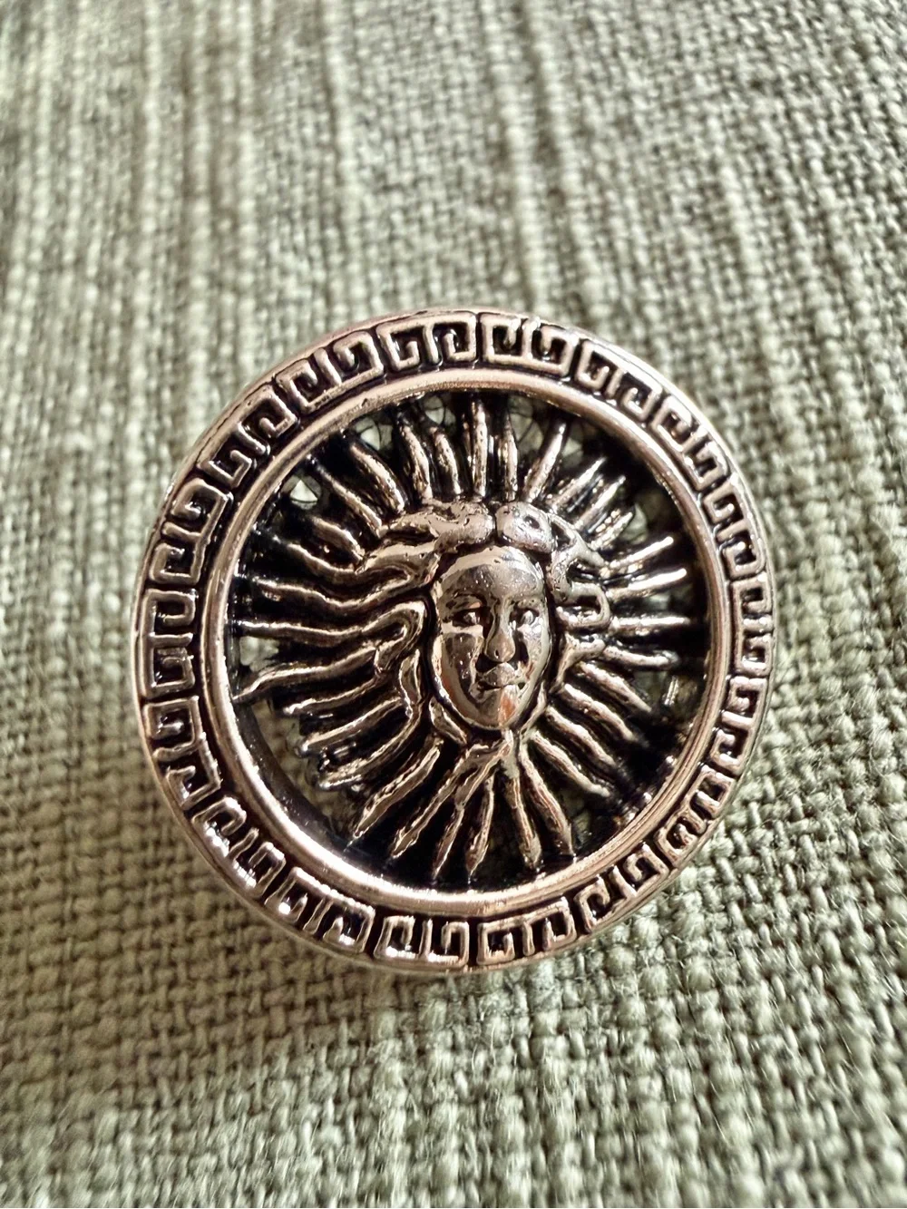 Set of 6 Vintage Buttons Enzo Collection of Tovare Medusa Shank Silver Tone